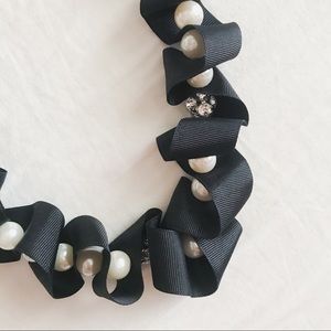 | Betsey Johnson | Faux Pearl Ribbon Necklace |
